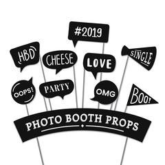 Canvas Print - Word expressions set for party photo booth props vector