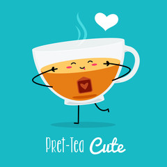 Wall Mural - a cute pose of a tea. Vector Illustration