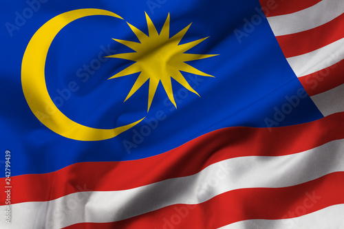 Fotografía Satin texture of curved flag of Malaysia