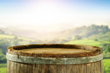 Barrel Background Of Free Space For Your Decoration And Landscape Of Tuscany 
