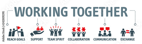 Fotomural working together vector illustration icons
