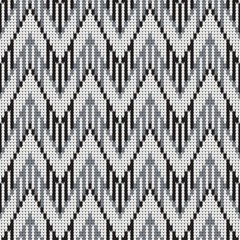 Wall Mural - knitted seamless pattern with monochrome zigzag