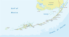 Detaild Florida Keys Road And Travel Vector Map