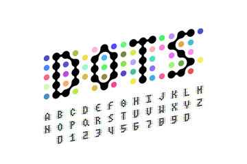 Wall Mural - Dots style font design, alphabet letters and numbers