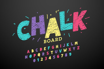 colorful hand drawn chalk font