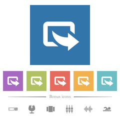 Sticker - Export symbol with bottom right arrow flat white icons in square backgrounds