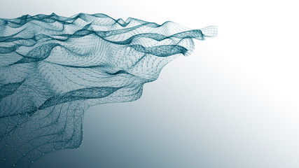 Wall Mural - abstract wavy structure made. plexus background with connected lines and dots. digital connection of