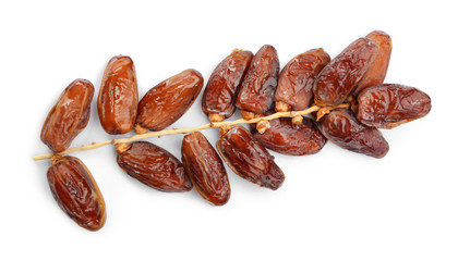 Sweet dried dates on white background