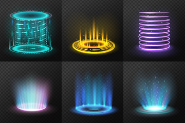 Poster - Realistic Colorful Magic Portals Set