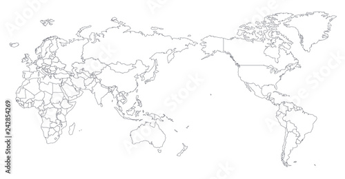Obraz Dibond Kontur sylwetka kontur mapa świata - Asia w centrum
