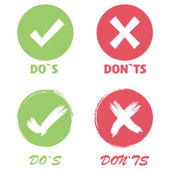 Fototapete - Dos and Donts. Check marks ui button with dos and donts. True or false. Set Check mark with cross flat design