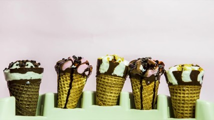 Wall Mural - Group of Ice cream cone melting 