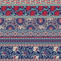 Canvas Print - traditional chinese fabric patchwork wallpaper vector seamless pattern