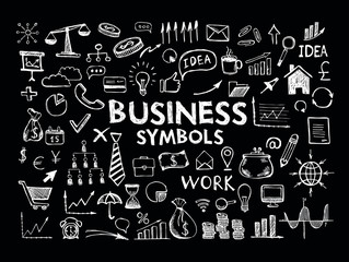 Wall Mural - Hand drawn business symbols. 