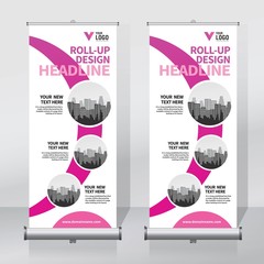 Wall Mural - Roll up banner design template, vertical, abstract background, pull up design, modern x-banner, rectangle size. 