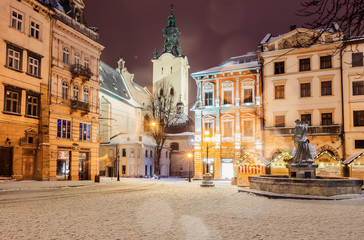 Wall Mural -  Lviv street in winter