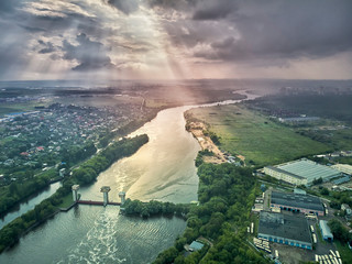 River in Moscow, Russia - aerial view