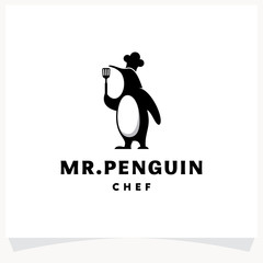 Wall Mural - Penguin Chef Logo Design Template