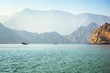 Charming view of the mountains and the sea in the haze near the Musandam