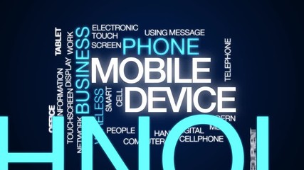Wall Mural - mobile device animated word cloud. kinetic typography.