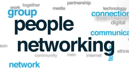 Sticker - People networking animated word cloud. Kinetic typography.