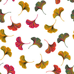 Wall Mural - Vector ditsy seamless pattern with ginkgo leaves