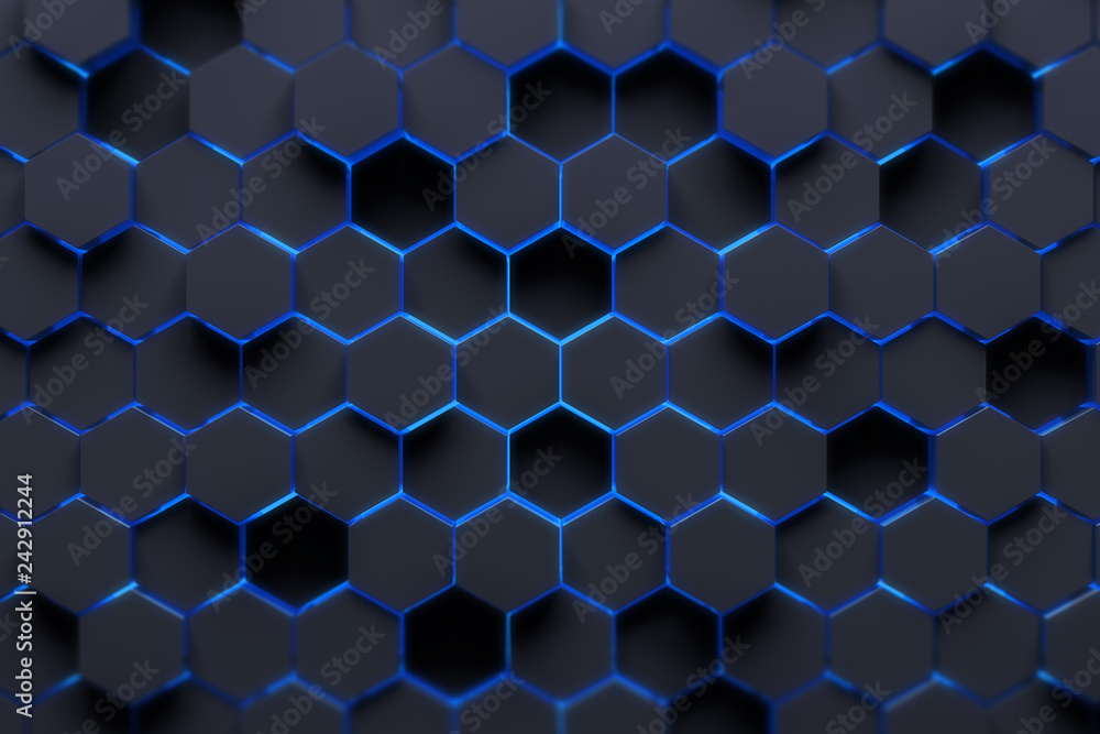 Black and blue hexagon pattern background Stock Illustration | Adobe Stock
