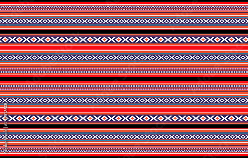 Fotografie, Obraz Detailed Horizontal Traditional Handcrafted Red Black White Sadu Rug