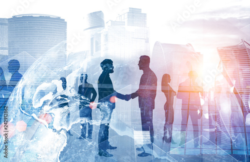 Cuadros en Lienzo People shake hands, international company concept