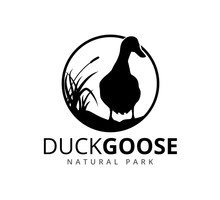Duck Or Goose With Grass Savannah Vector Logo Illustration