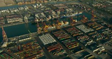 Aerial Sunrise View Containers Ships Coode Island Melbourne