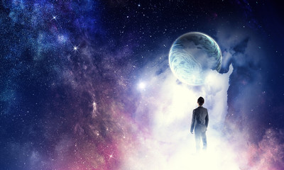 Wall Mural - businessman and cosmos concept