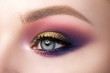© Liudmila Dutko - Close up of beautiful woman eye with multicolored smokey eyes makeup. Modern fashion make up. Studio shot