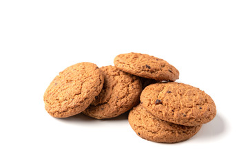 Oatmeal cookies isolated on white background.