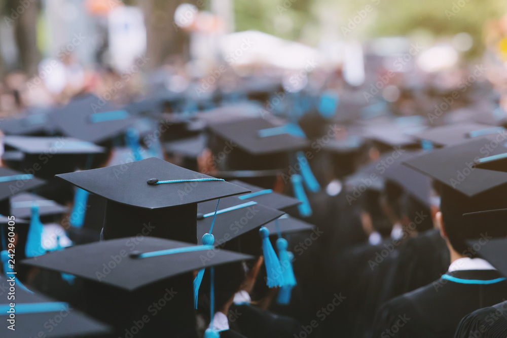 backside graduation hats during commencement success graduates of the ...