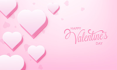 Sticker - Happy valentine's day poster or greeting card design decorated with heart shapes.