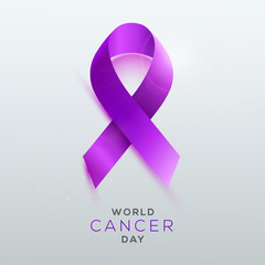 Canvas Print - World Cancer Day template design with illustration cross ribbon.