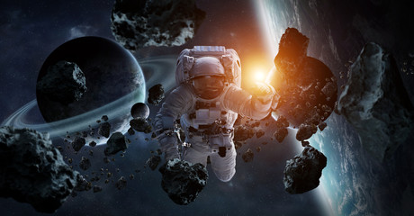 Wall Mural - astronaut floating in space 3d rendering elements of this image furnished by nasa
