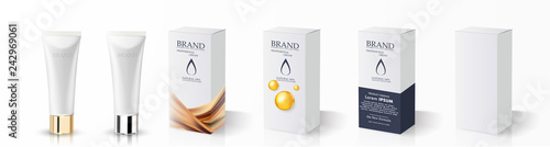 Fotografía Cream tube and packaging. Ointment or toothpaste box mockup