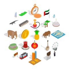 Canvas Print - Eastern country icons set. Isometric set of 25 eastern country vector icons for web isolated on white background