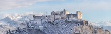 Fortress Hohensalzburg In The Winter, Snowy