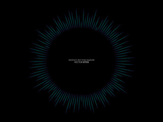 Wall Mural - abstract vector explosion circle frame with strip lines equalizer pattern in blue green color isolat