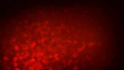 Wall Mural - Red hearts appear on the shining soft background. Valentines Day holiday abstract loop animation.
