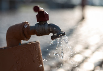 Water flowing from the tap