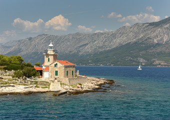 Canvas Print - Sucuraj Lighthouse on island Hvar, Croatia