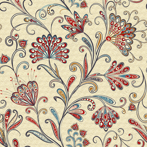 Dekoracja na wymiar  abstrakcyjny-wzor-vintage-z-ozdobnymi-kwiatami-liscmi-i-wzorem-paisley-w-stylu-orientalnym