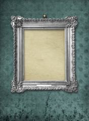 Wooden vintage silver victorian  frame for museum exhibition