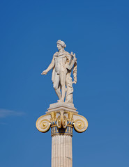 Athens Greece, Apollo statue under blue sky background