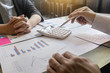 © Ngampol - Professional Business colleague team working and analyzing with new project, Idea presentation and meeting strategy plan of financial business investment