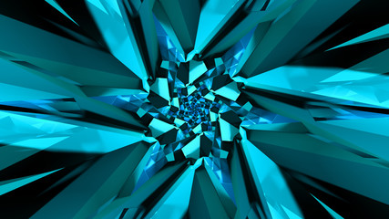 Wall Mural - Blue crystal ice trippy beautiful vortex tunnel